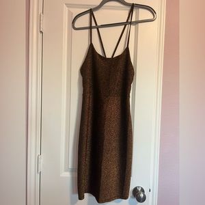 Black and gold mini dress